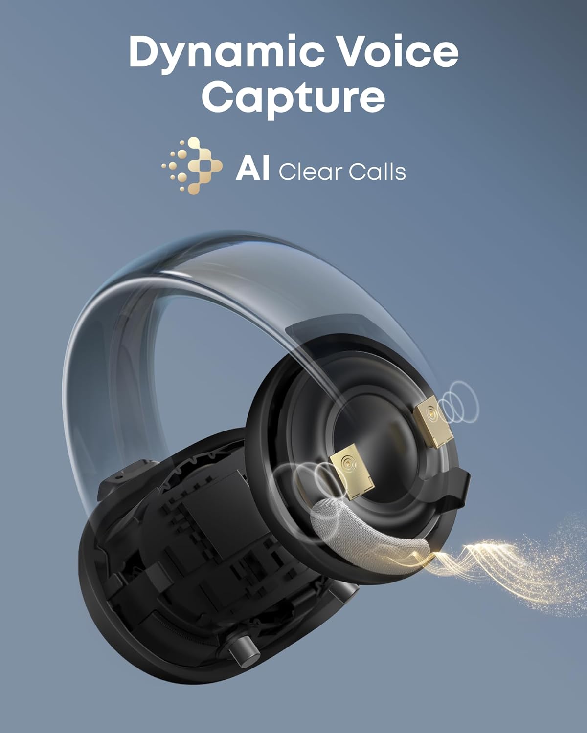 Soundcore AeroClip by Anker, auriculares de oreja abierta, auriculares con clip, comodidad adaptativa, llamadas claras con 4 micrófonos e IA, ajuste estable, controladores de 0.472 in para graves