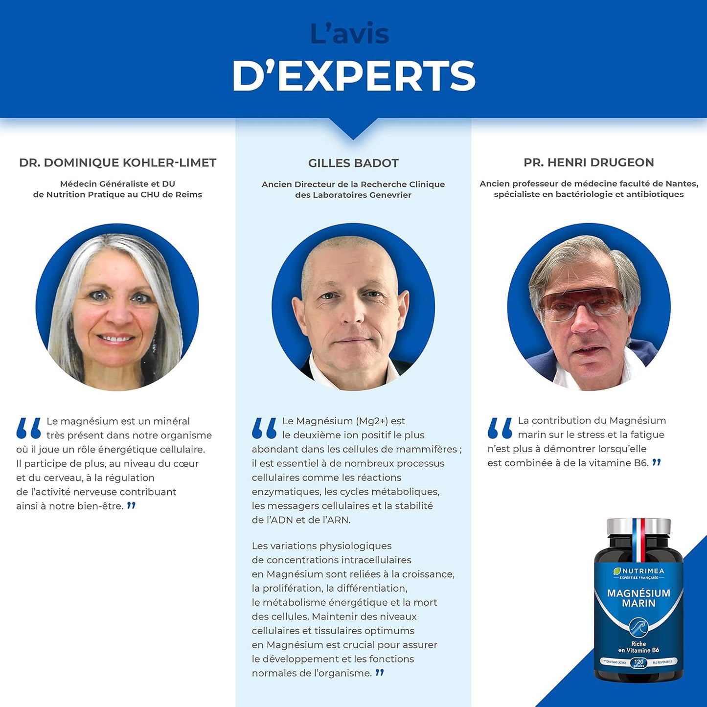 Magnésium Marin et Vitamine B6 | Breveté Simag55™ | Combat Efficacement la Fatigue | 150 mg/jour | 120 Gélules d'Origine Végétale | 4 Mois de Cure | Fabrication Française | Nutrimea