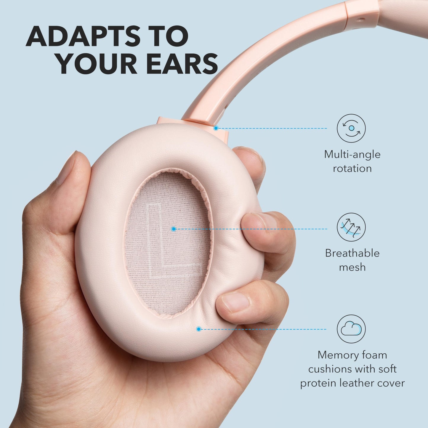 Soundcore Anker Life Q20 Hybrid Active Noise Cancelling Headphones, Wireless Over Ear Bluetooth Headphones, 60H Playtime, Hi-Res Audio, Deep Bass, Memory Foam Ear Cups, Travel, Office