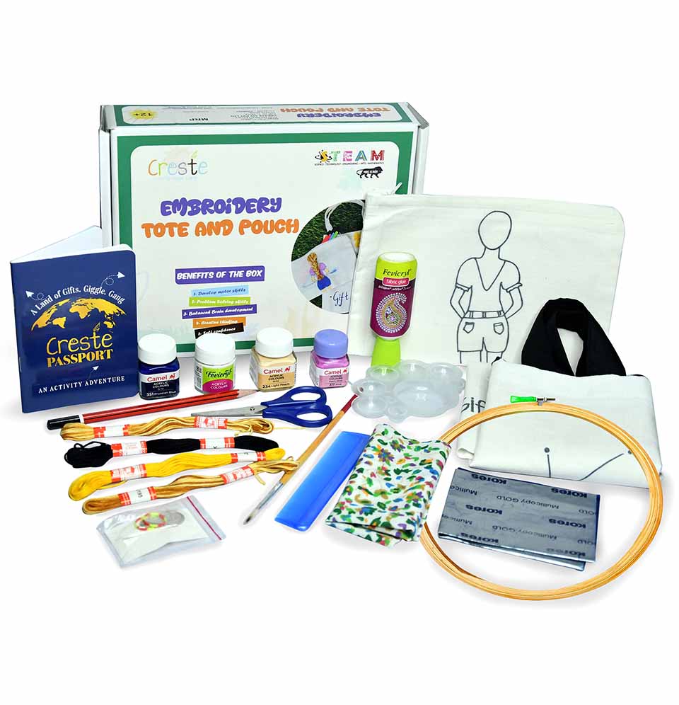 Premium DIY Embroidery Tote & Pouch Set for Ages 12+ | Creative Sewing Kit for Personalized Accessories
