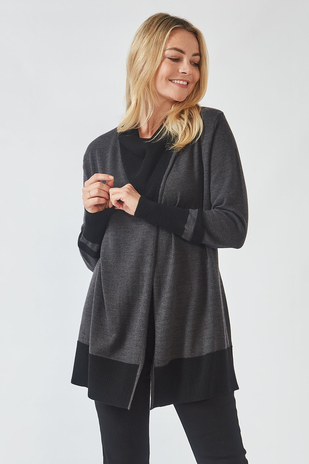 Finlay Cardi - Charcoal Marl/Black