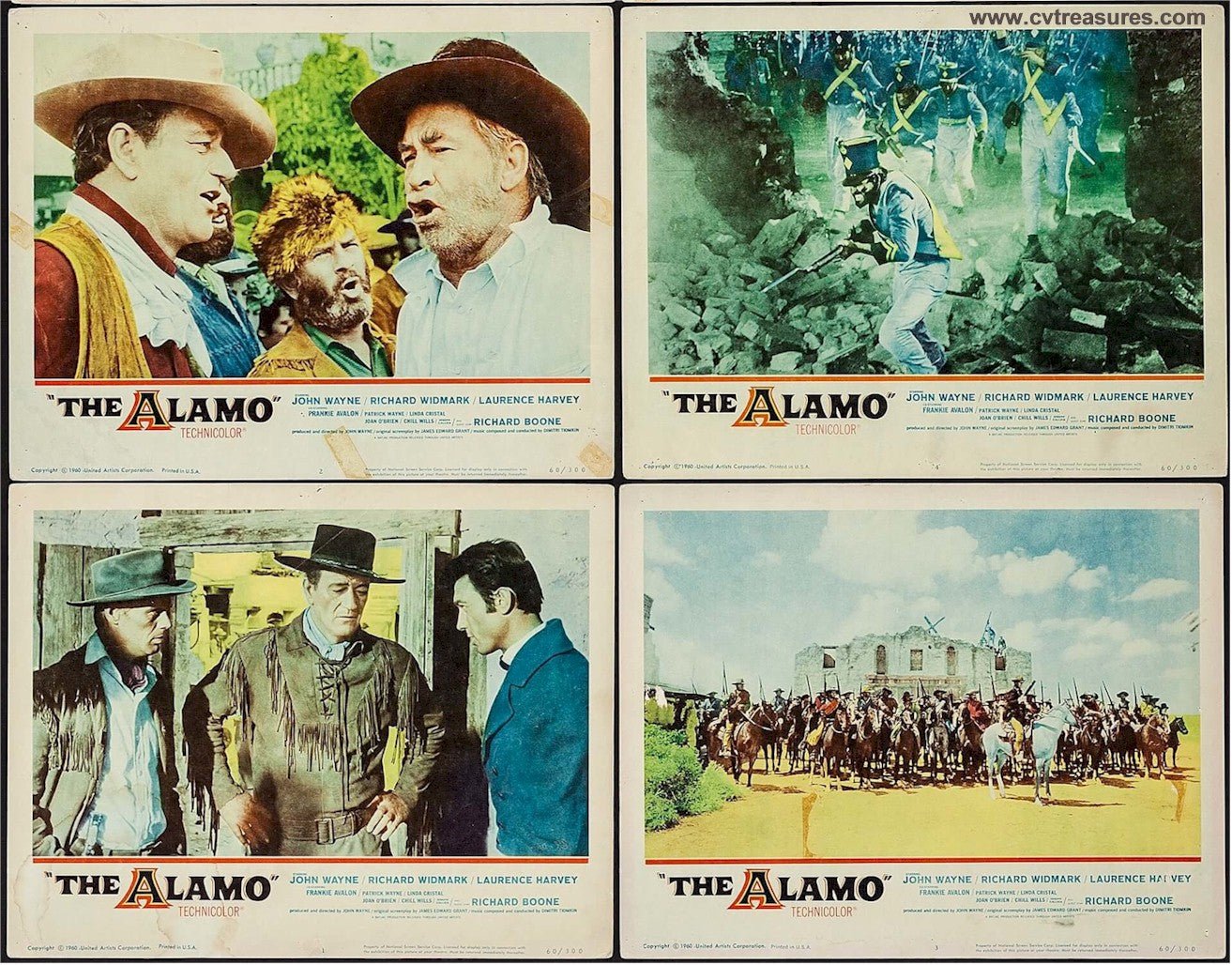 Alamo Original Vintage FOUR Lobby Cards John Wayne 1960 A