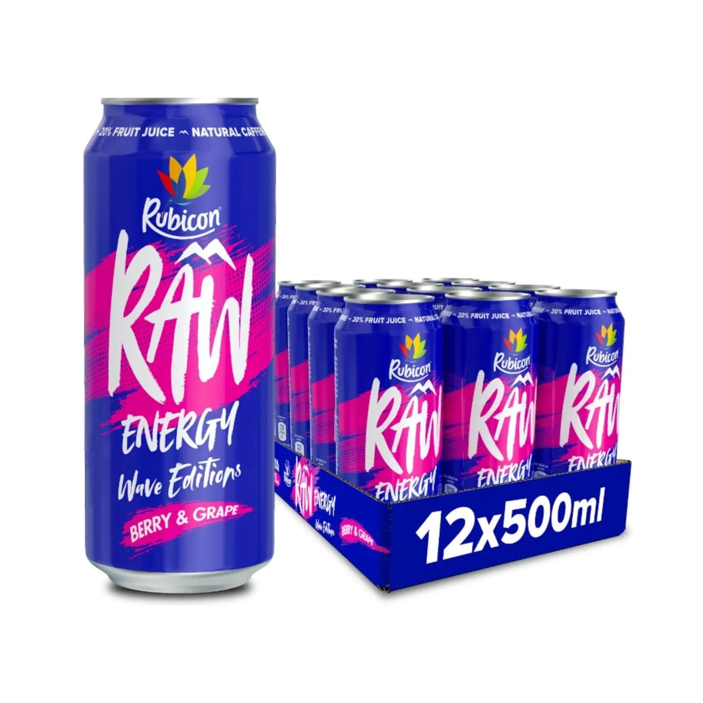 Rubicon RAW Berry & Grape Wave Edition Energy Drink, 500ml (Box of 12)