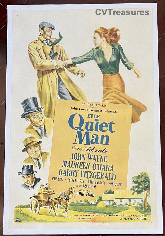 Quiet Man Original Vintage One Sheet Movie Poster John Wayne linen backed