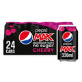Pepsi Max Cherry No Sugar Soft Drink Can 330ml (Box of 24)