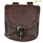 Mythrojan “The Adventurer’s” Belt Bag with Horn Toggle, Ideal for SCA LARP Reenactment & Ren fair, Full Grain Leather, Brown, 8”x 7”