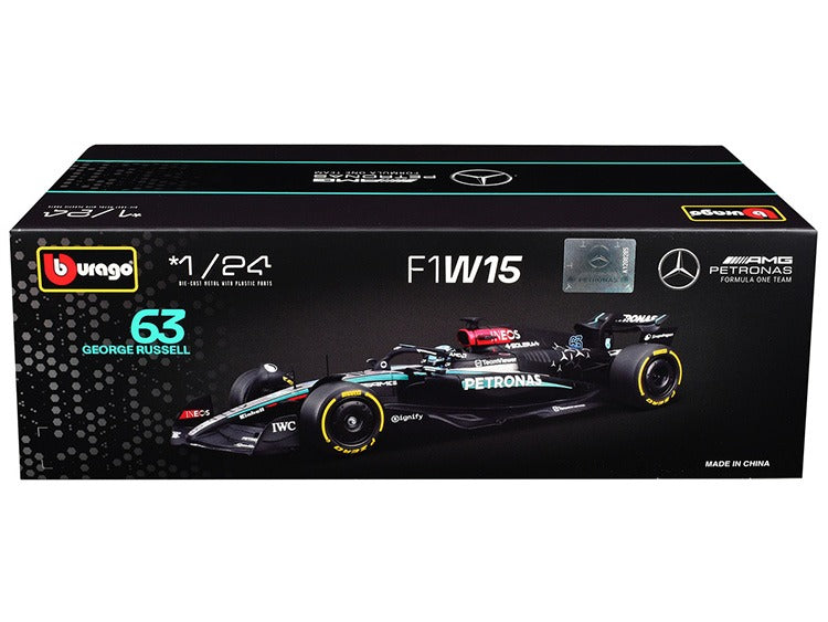 Bburago 18-28063 GR Formula F 1 Mercedes Benz AMG W15 E Performance 2024 1:24 with Show Case #63 George Russell
