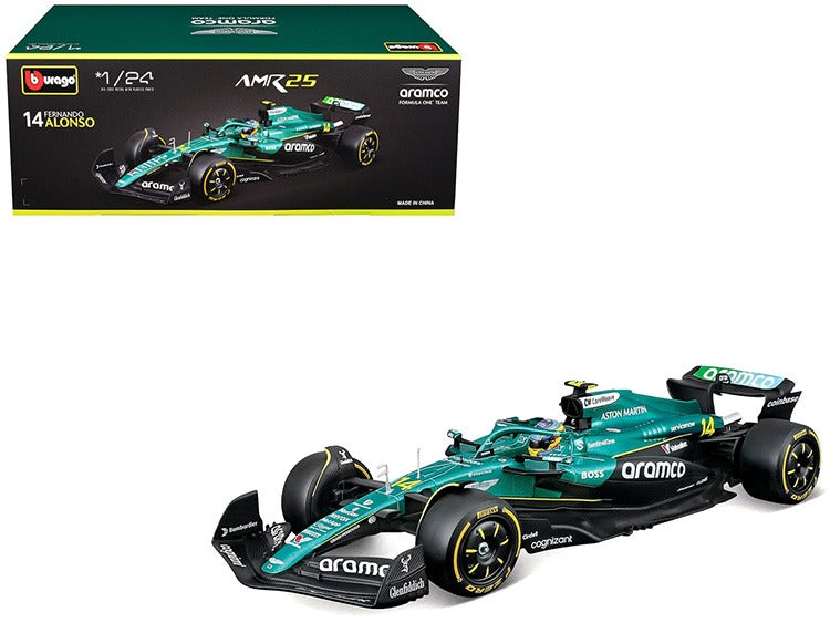 Bburago 18-28070 FA Formula F 1 Aston Martin AMR25 2025 1:24 with Show Case #14 Fernando Alonso