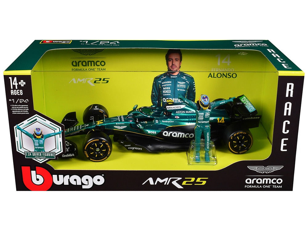 Bburago 18-28071 FA Formula F 1 Aston Martin AMR25 2025 1:24 with Figure #14 Fernando Alonso