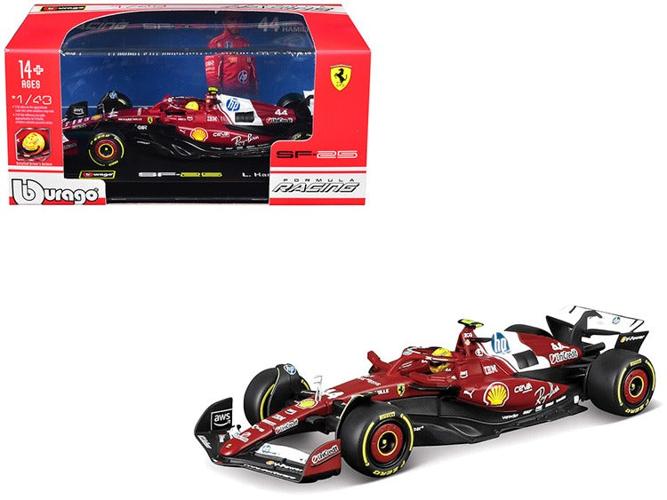 Bburago 18-36852 LH Formula F 1 2025 Ferrari SF-25 1:43 with Show Case #44 Lewis Hamilton