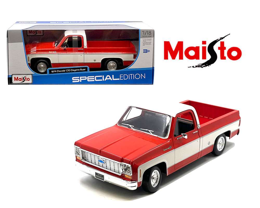Maisto 31467 Special Edition 1974 Chevrolet C10 Cheyenne Super 1:18 Red / White