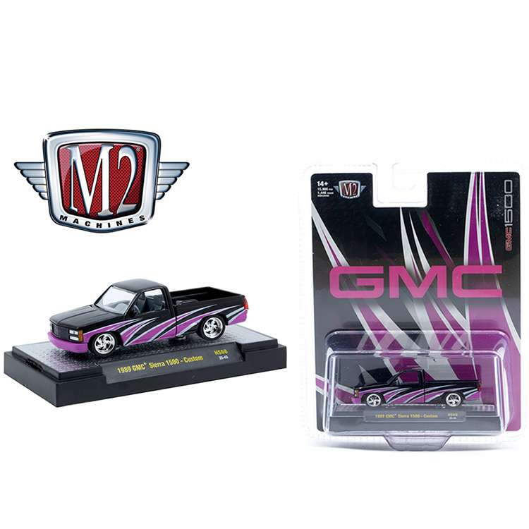 M2 Machines 31500 HS68 Hobby Exclusive 1989 GMC Sierra 1500 Pick Up Truck 1:64 Custom Black Pink