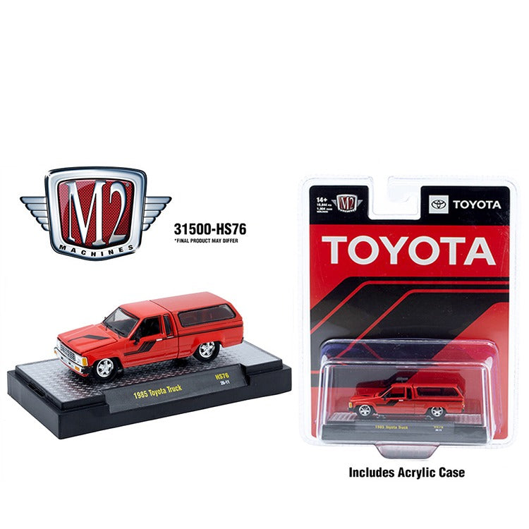 M2 Machines 31500 HS76 1985 Toyota SR5 Pick Up Truck with Camper Shell 1:64 Red