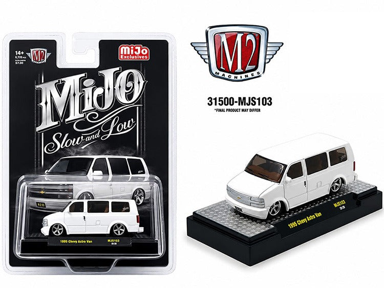 M2 Machines 31500 MJS103 1995 Chevrolet Astro Van Custom Slow & Low 1:64 White
