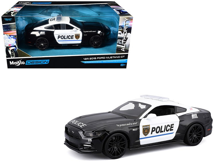 Maisto 32514 Design 2015 Ford Mustang GT 5.0 Police Car 1:24 Black / White