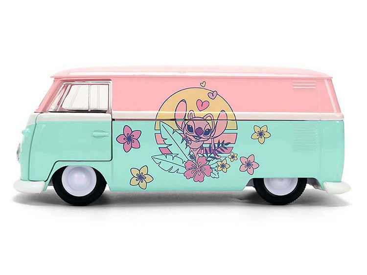Jada 36358 Disney’s Stitch 1961 VW Volkswagen Bus Angel Theme 1:32 Light Pink / Teal