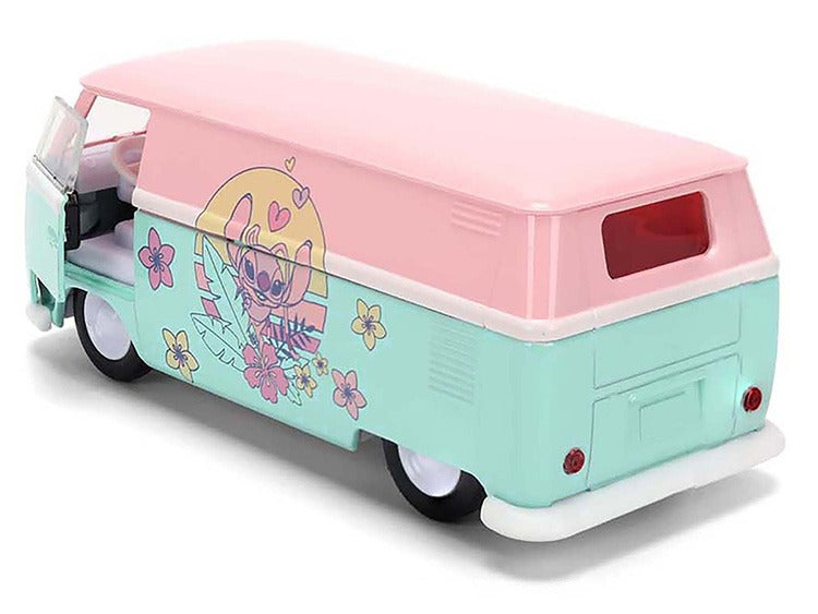 Jada 36358 Disney’s Stitch 1961 VW Volkswagen Bus Angel Theme 1:32 Light Pink / Teal