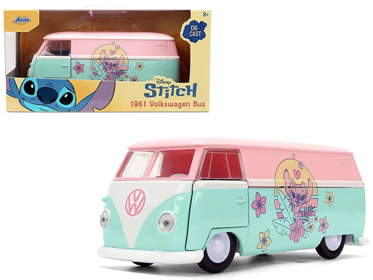 Jada 36358 Disney’s Stitch 1961 VW Volkswagen Bus Angel Theme 1:32 Light Pink / Teal