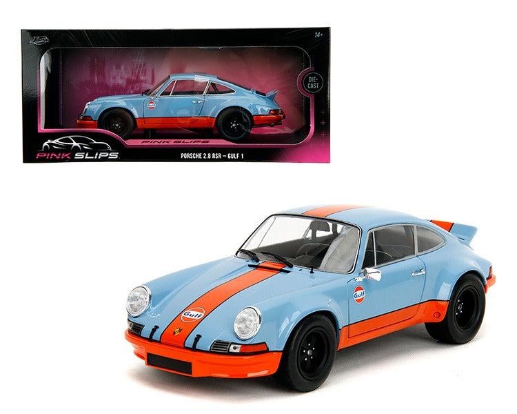 Jada 36384 Pink Slips 1973 Porsche 911 RSR 2.8 Gulf 1 1:18 Light Blue / Orange