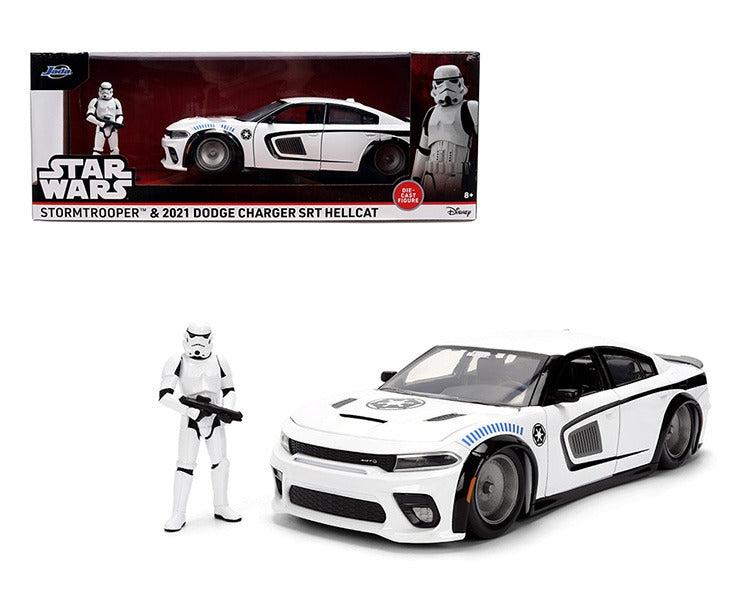 Jada 36478 Star Wars 2021 Dodge Charger SRT Hellcat 1:24 with Stormtrooper Figure White