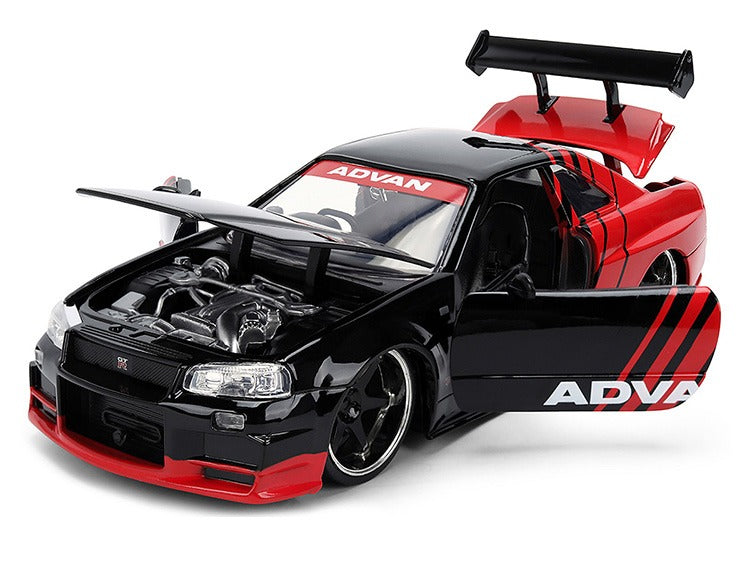 Jada 38346 Autoworks 2002 Nissan Skyline GT-R (R34) Advan1:24 Black Red