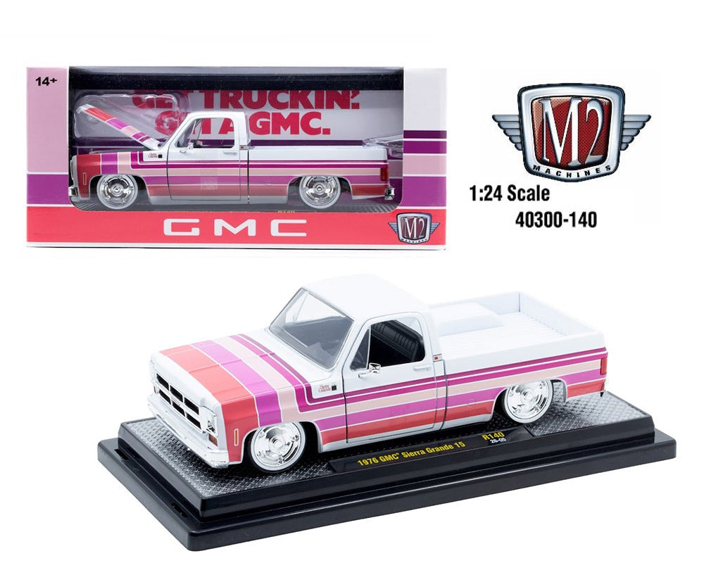 M2 Machines 40300 140 A 1976 GMC Sierra Grande 15 Pick Up Truck 1:24 White