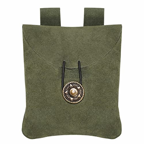 Mythrojan Medieval Renaissance Suede Jewelry Belt Pouch LARP Costume Waist Bag - Dark Green