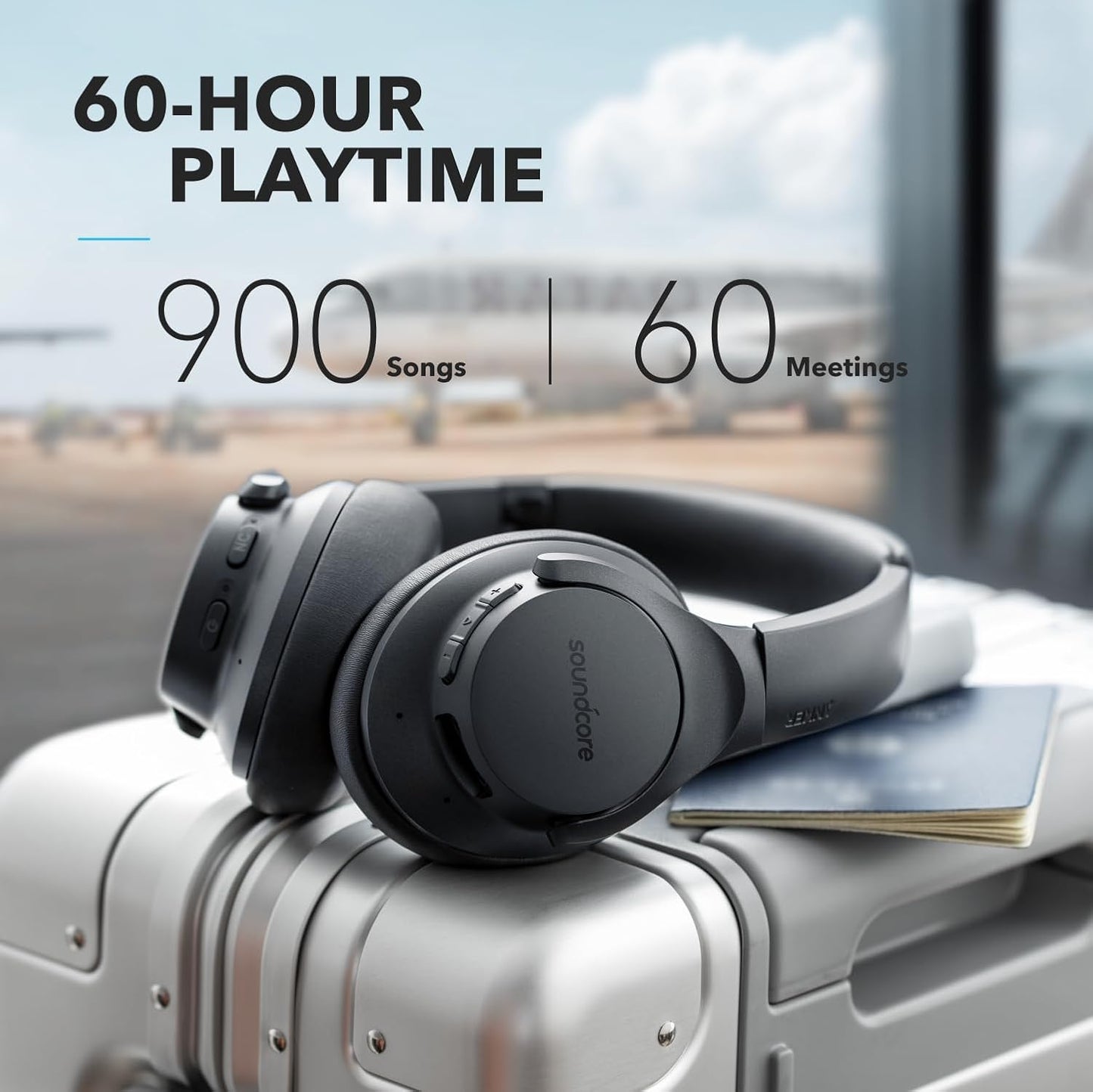 Soundcore - Audífonos híbridos modelo Anker Life Q20 inalámbricos, con cancelación de ruido, con tiempo de reproducción de 40 horas, audio de alta resolución, graves profundos, almohadillas de espuma viscoelástica y diadema