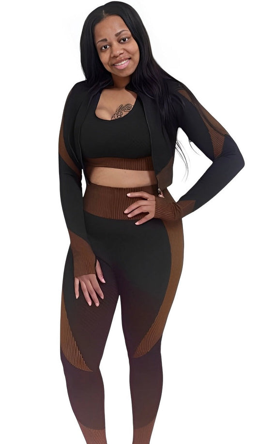 Pressure 3 Piece Tracksuit - Brown
