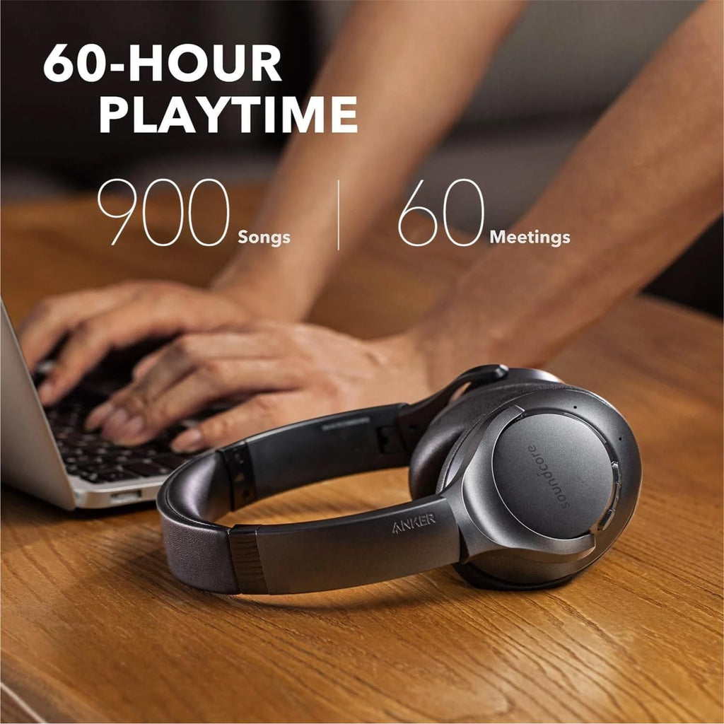 Soundcore Anker Life Q20 Hybrid Active Noise Cancelling Headphones, Wireless Over Ear Bluetooth Headphones, 60H Playtime, Hi-Res Audio, Deep Bass, Memory Foam Ear Cups, Travel, Office