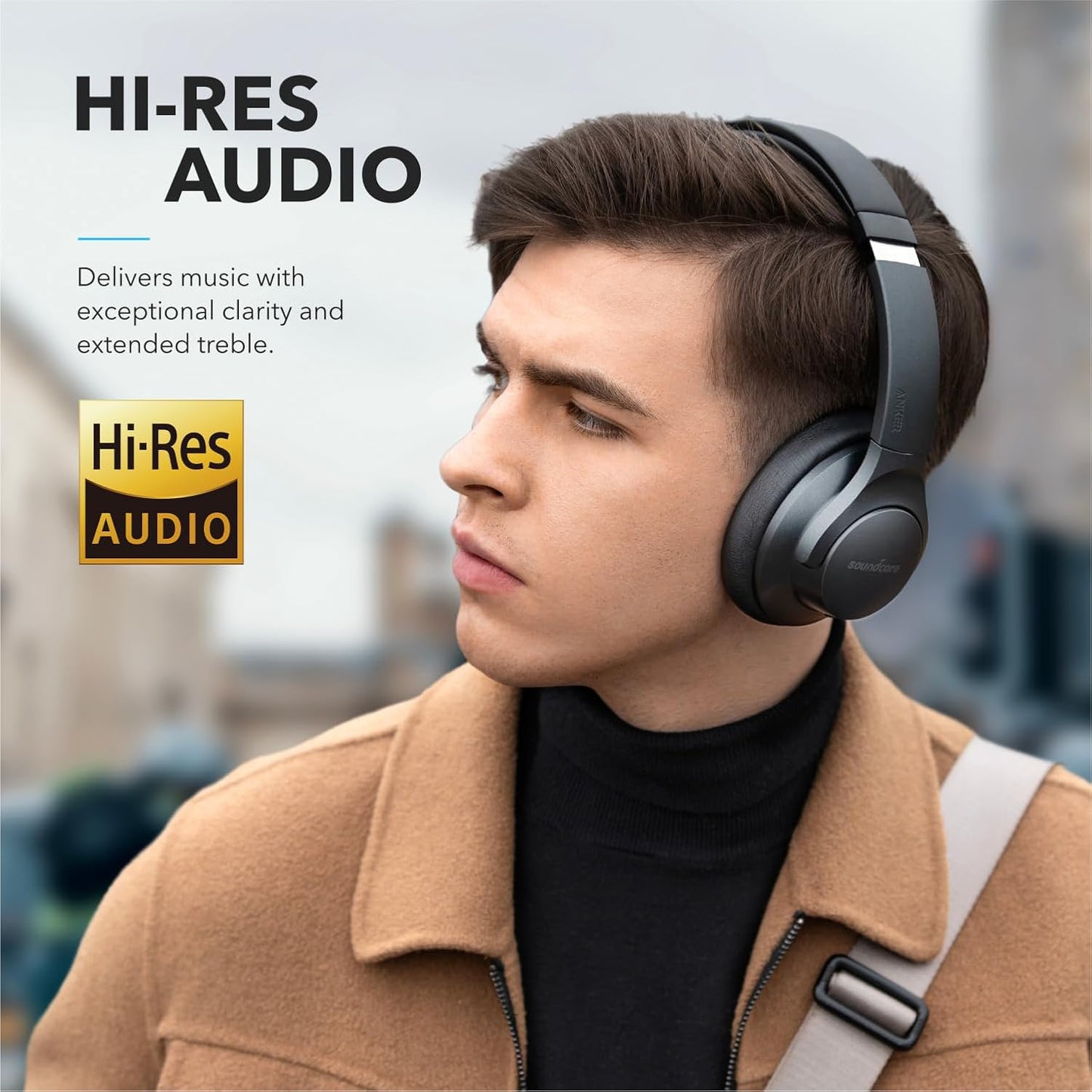 Soundcore - Audífonos híbridos modelo Anker Life Q20 inalámbricos, con cancelación de ruido, con tiempo de reproducción de 40 horas, audio de alta resolución, graves profundos, almohadillas de espuma viscoelástica y diadema
