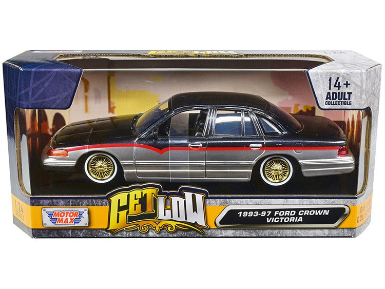 Motormax 79024 Get Low 1993-97 Ford Crown Victoria Low Riders 1:24 Black / Silver