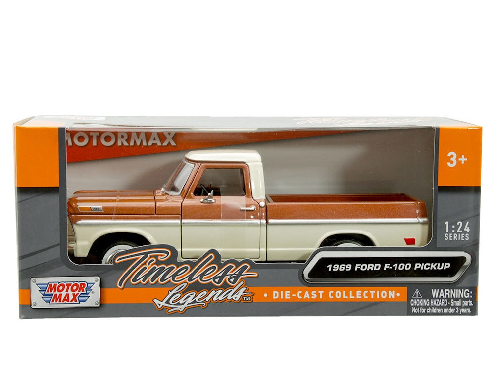 Motormax 79315 Timeless Legends 1969 Ford F-100 Pick Up Truck 1:24 Brown / Cream