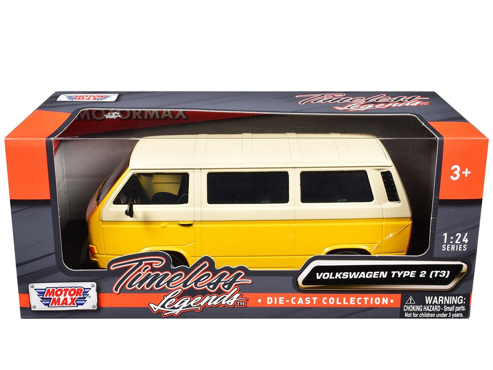 Motormax 79376 Volkswagen Type 2 T3 Van 1:24 Yellow / Beige