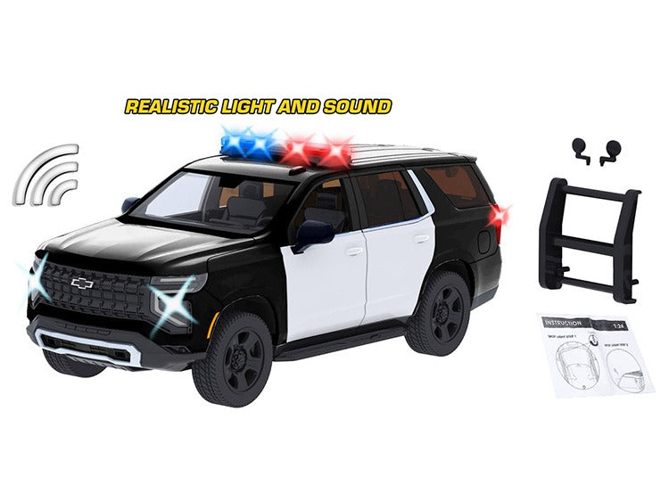 Motormax 79623 2025 Chevrolet Tahoe PPV 1:24 with Light and Sound Black / White
