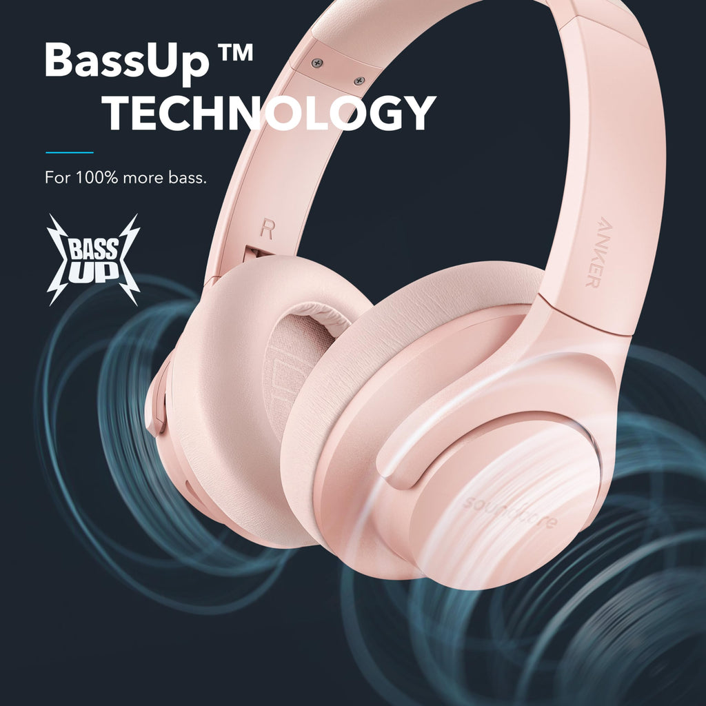 Soundcore Anker Life Q20 Hybrid Active Noise Cancelling Headphones, Wireless Over Ear Bluetooth Headphones, 60H Playtime, Hi-Res Audio, Deep Bass, Memory Foam Ear Cups, Travel, Office