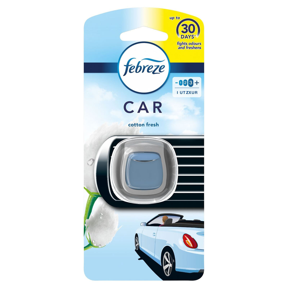 Febreze Clip-on Cotton Car Air Freshener, 2ml