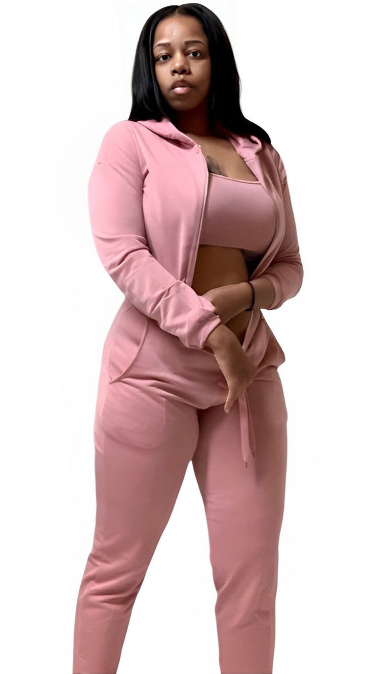 Spin Bout U 3 Piece Sweatsuit - Pink