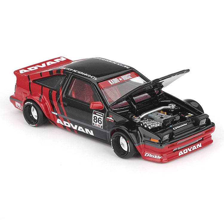 Mini GT x Kaido House KHMG214 Toyota AE86 Sprinter Trueno Kaido ADVAN 1:64 Red / Black
