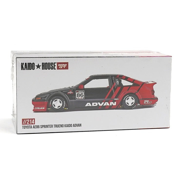 Mini GT x Kaido House KHMG214 Toyota AE86 Sprinter Trueno Kaido ADVAN 1:64 Red / Black