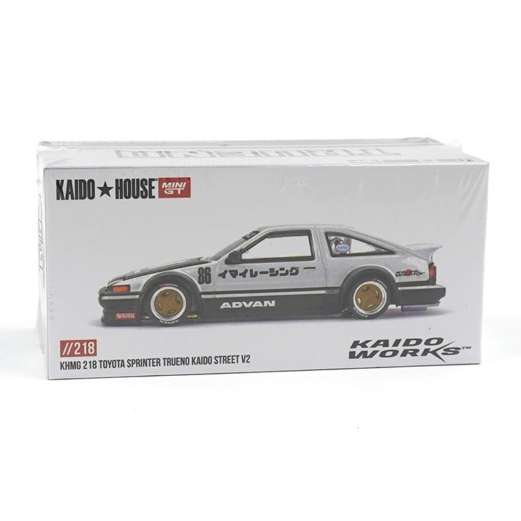 Mini GT x Kaido House KHMG218 Toyota AE86 Sprinter Trueno Kaido Street V2 1:64 White