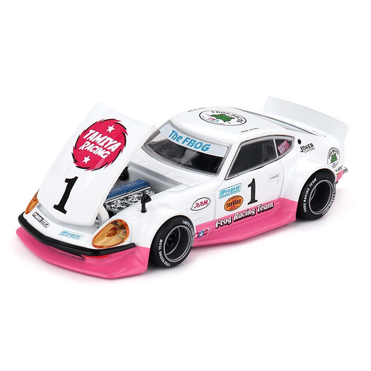 Mini GT x Kaido House KHMG263 Nissan Fairlady Z Tamiya The Frog V1 1:64 White / Pink