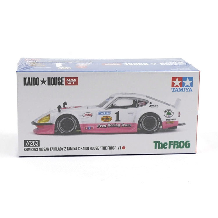 Mini GT x Kaido House KHMG263 Nissan Fairlady Z Tamiya The Frog V1 1:64 White / Pink