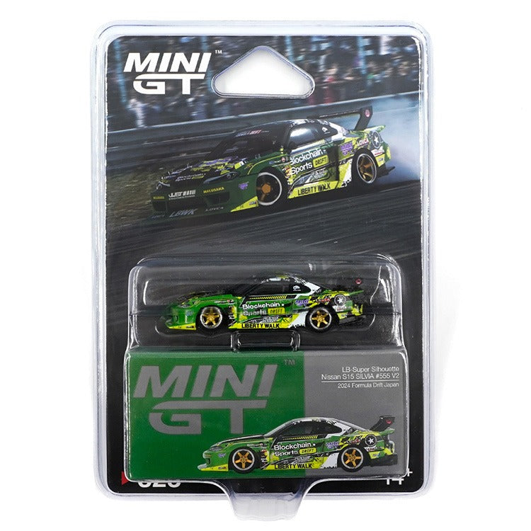 Mini GT MGT00823 LB-Super Silhouette Nissan S15 Silvia #555 V2 2024 Formula Drift Japan 1:64 Green