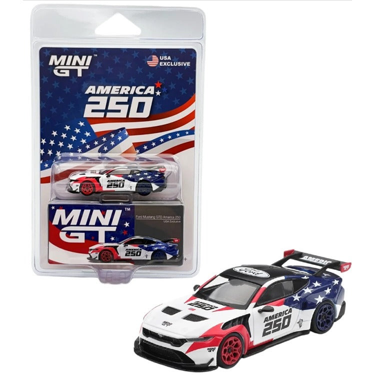Mini GT MGT01301 Ford Mustang GTD America 250 USA Exclusive LHD 1:64 White Blue Red