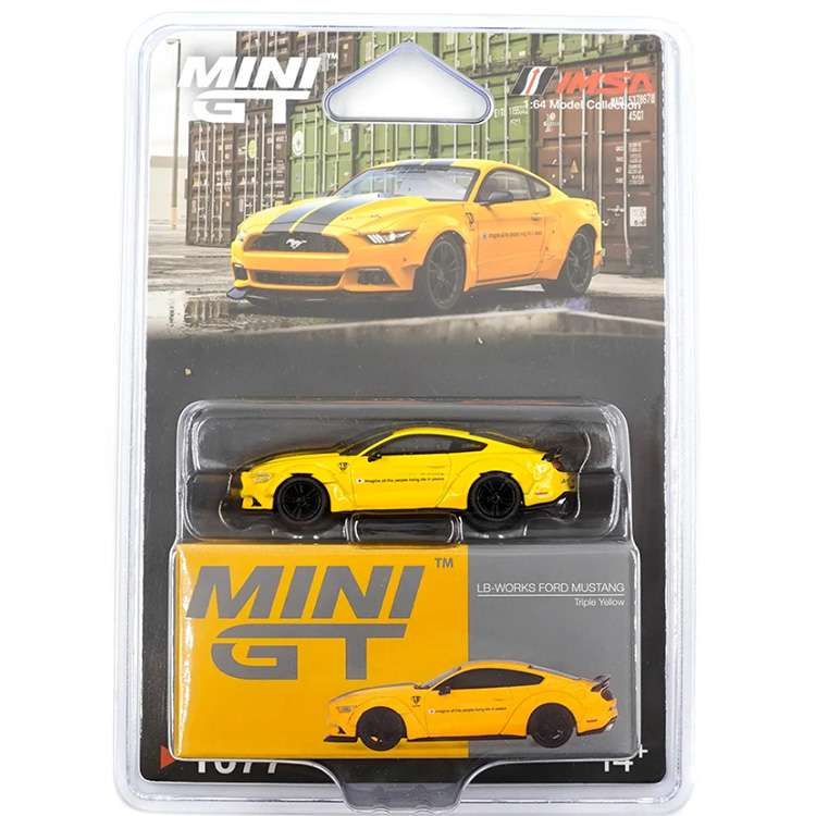 Mini GT MGT01077 LBWK Liberty Walk LB Works Ford Mustang 1:64 Triple Yellow