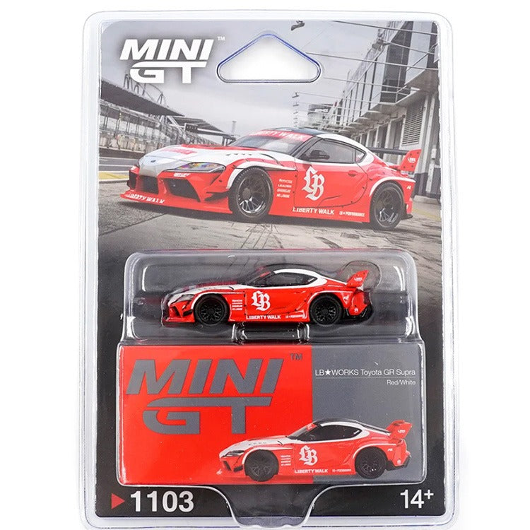 Mini GT MGT01103 LBWK Liberty Walk LB Works Toyota GR Supra 1:64 Red / White