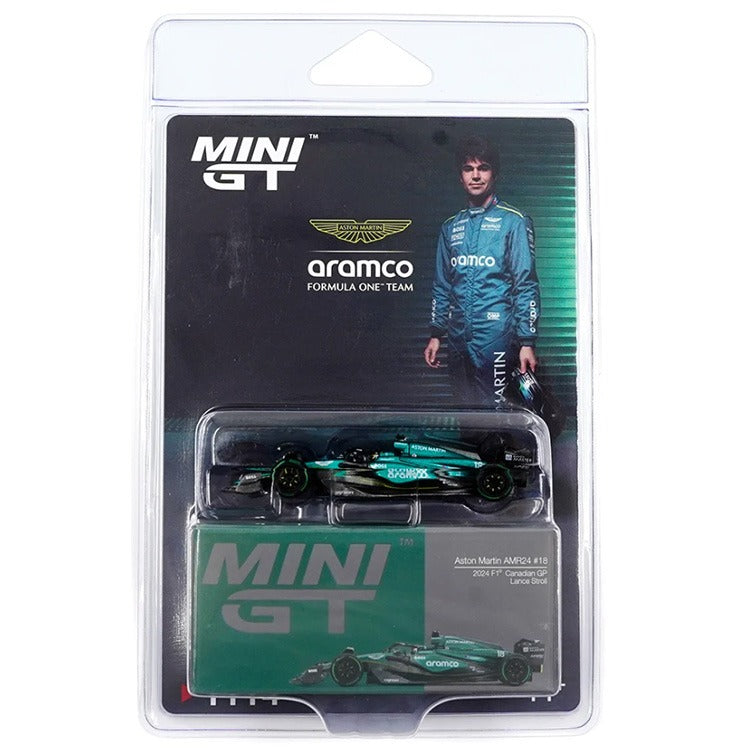 Mini GT MGT01114 Aston Martin AMR24 2024 F1 2024 Canadian GP 1:64 #18 Lance Stroll Green
