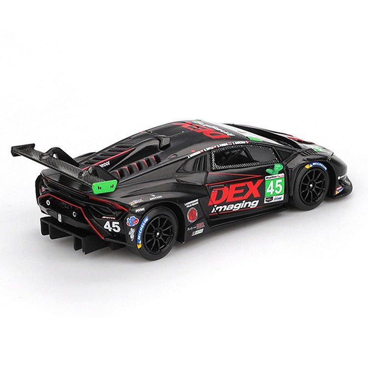 Mini GT MGT01129 Lamborghini Huracan GT3 EVO2 #45 No.45 DEX Imaging 2024 IMSA Daytona 24 Hrs 1:64 Black
