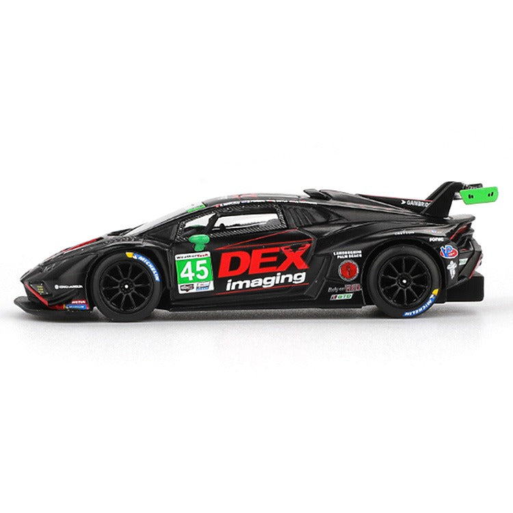 Mini GT MGT01129 Lamborghini Huracan GT3 EVO2 #45 No.45 DEX Imaging 2024 IMSA Daytona 24 Hrs 1:64 Black